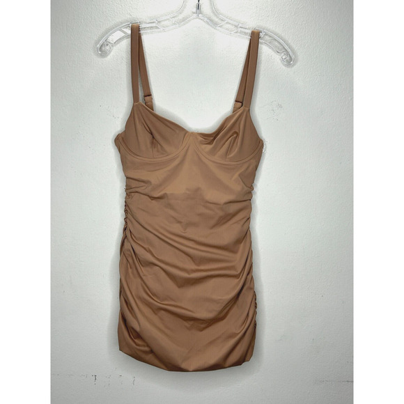 NWT Skims Sienna Tan Sculpting Ruched One Piece Bathing suit Swim Dress Small - Picture 12 of 12